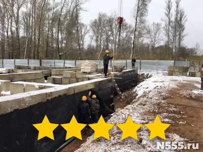 Монтаж фундамента из блоков ФБС, монолитные фундаменты